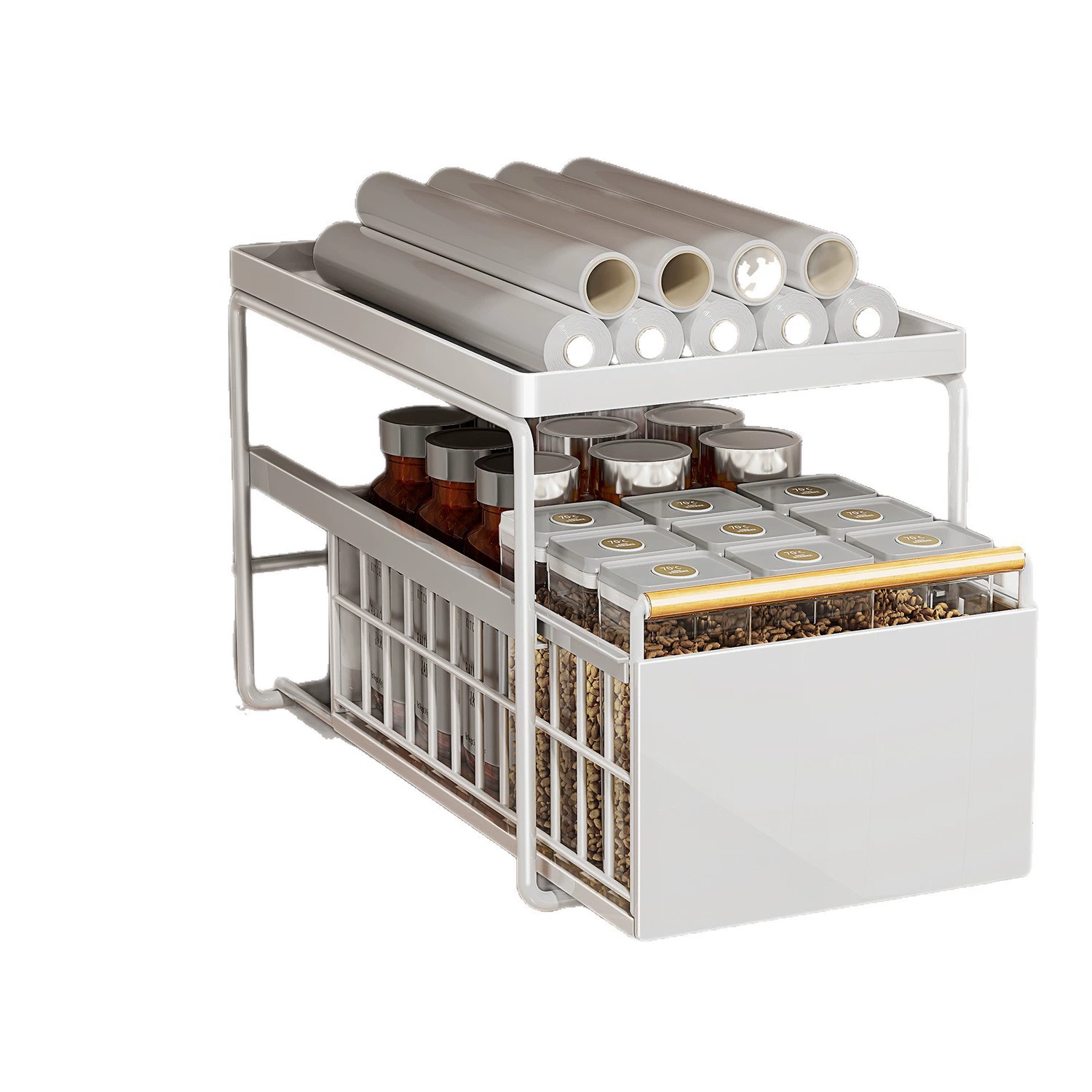 Kitchen sink storage rack pull-out layered basket in the cabinet bathroom organizer multi-functional storage rack