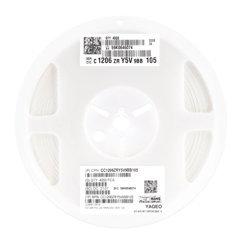 原装 1206贴片电容 1uF(105) -20%/+80% 50V CC1206ZRY5V9BB105
