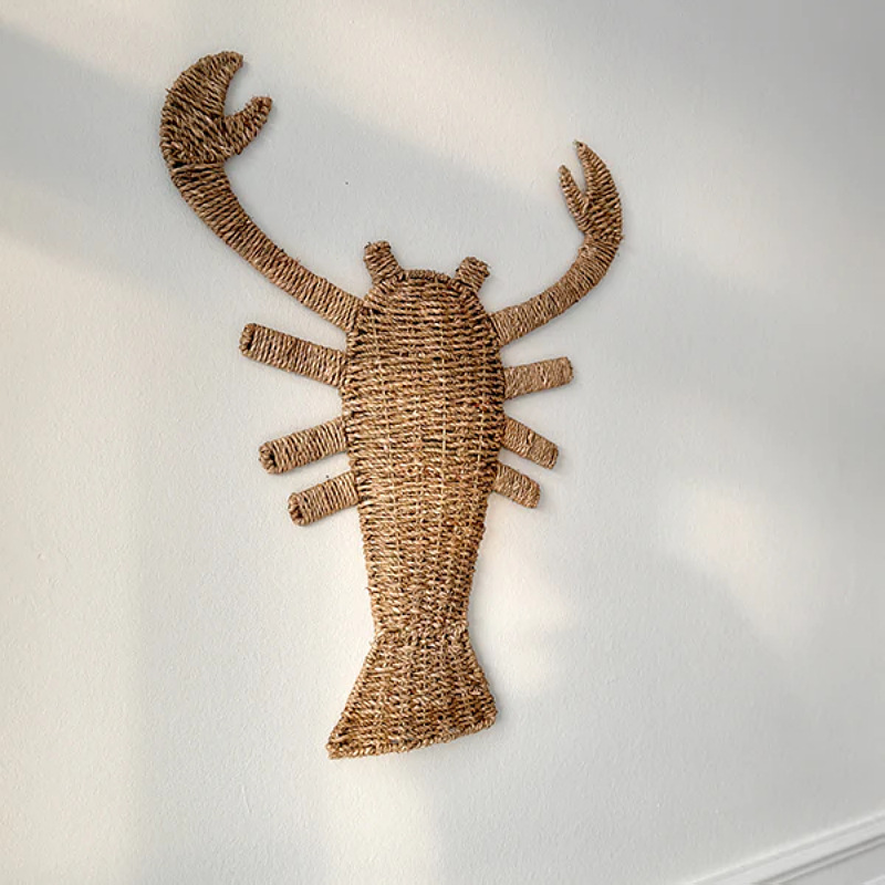 Transfronterizos de paja animal colgante hotel restaurante colgante de pared serie marina langosta de vid tejida decoración de pared animal