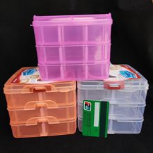 小三层塑料收纳盒手提可拆多层可叠加透明盒首饰针线化妆品乐高盒