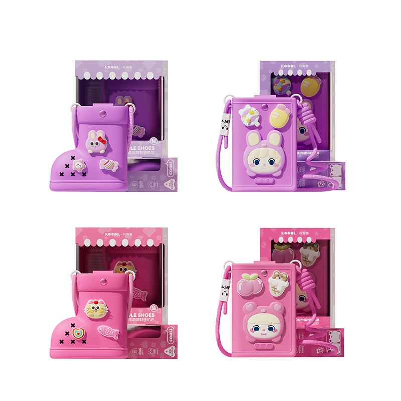 Nuevo bolso de teléfono móvil de silicona de dibujos animados lindo para niños, bolso de almacenamiento a juego, mini bolso de hombro, bolso de mensajero de mano