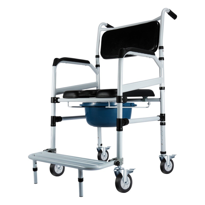 Silla de inodoro con discapacidad ancianos mujeres embarazadas aleación de aluminio plegable ligero portátil inodoro Silla de baño con freno