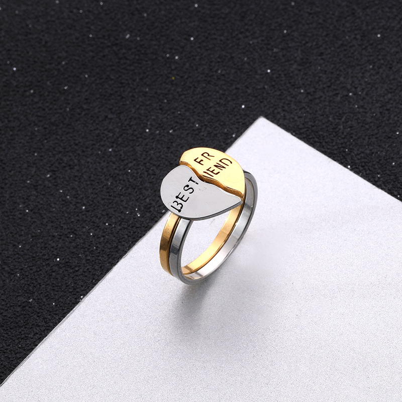 304 Stainless Steel Material Sweet Letter Heart Shape 304 Stainless Steel Couple Rings