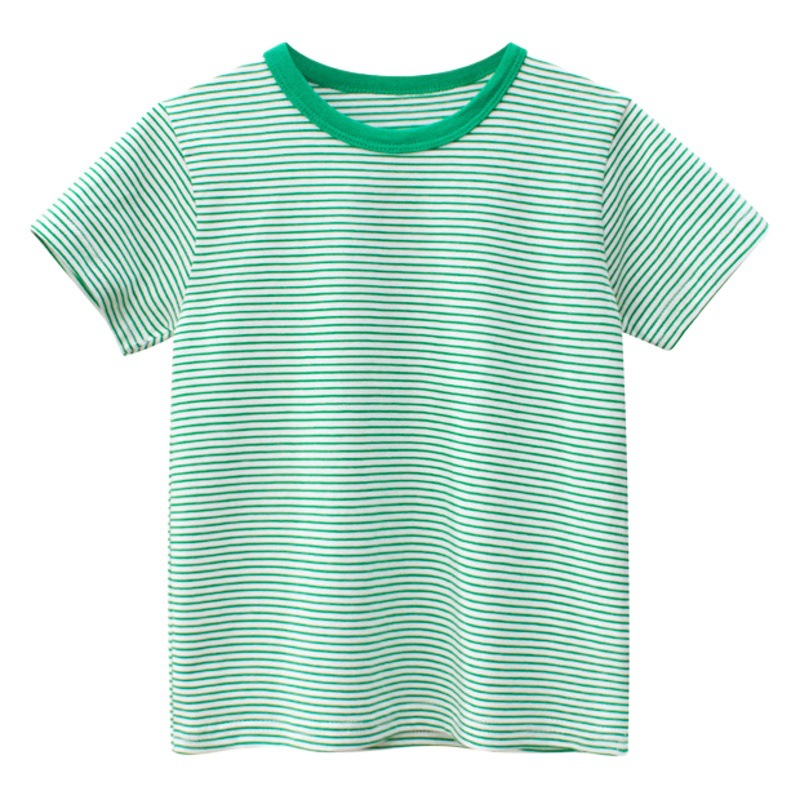 2023 verano estilo coreano ropa infantil nueva camiseta de manga corta para niños a rayas ropa de bebé camisa de fondo entrega de una pieza