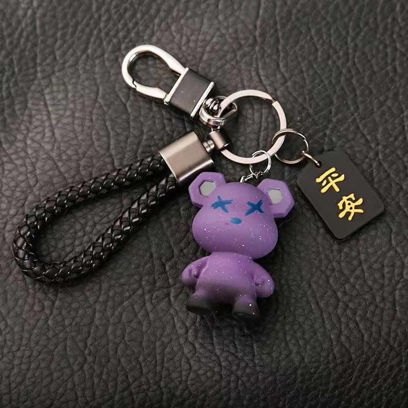 Llavero de coche colgante llavero de gama alta para hombres y mujeres llavero llavero dibujos animados lindo cielo estrellado oso