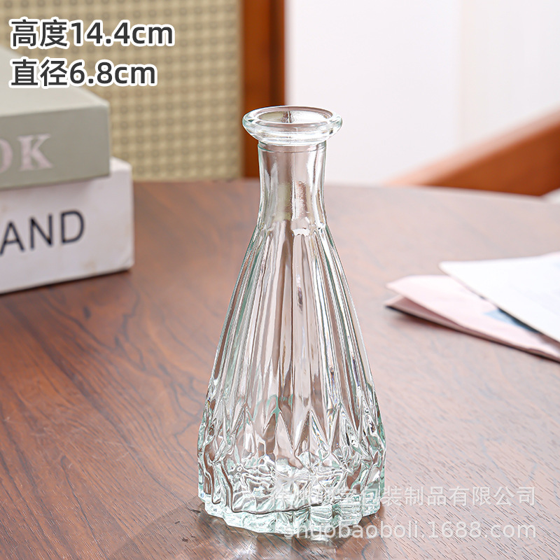 De estilo europeo retro pequeño florero botella de aromaterapia de vidrio mini jarrón transparente decoración de la sala de estar simple mesa de comedor decoración del hogar