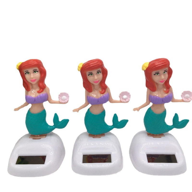 Internet celebrity solar car ornaments car accessories cartoon bobblehead doll creative mermaid gifts wholesale