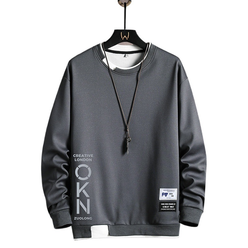 Primavera y otoño nuevo suéter para hombre casual todo-fósforo joven guapo camiseta de manga larga cuello redondo para hombre