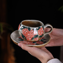 景德镇柴窑手绘大号茶杯带壶承咖啡杯马克杯办公杯个人杯功夫茶具