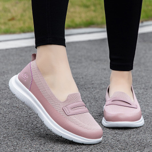 Elderly Women's Shoes, Non-Slip Soft-Soled Mother's Shoes, Spring and Summer Slip-On Slip-Ons, Middle-Aged and Elderly Sports Walking Shoes