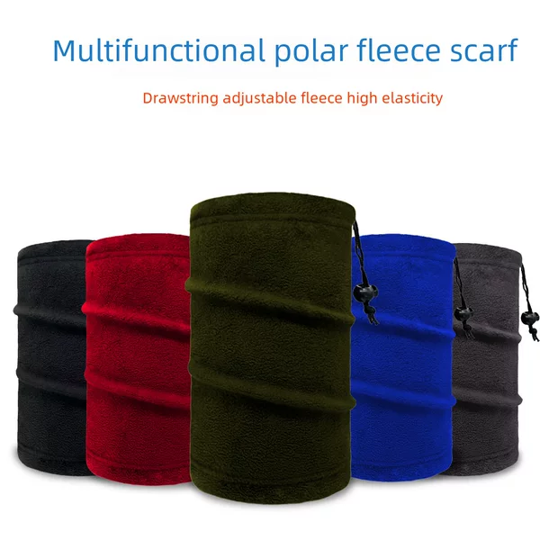 Thickened Fleece Neck Gaiter with Adjustable Drawstring, Windproof and Cold-Resistant Neck Warmer for Winter Cycling and Face Protection