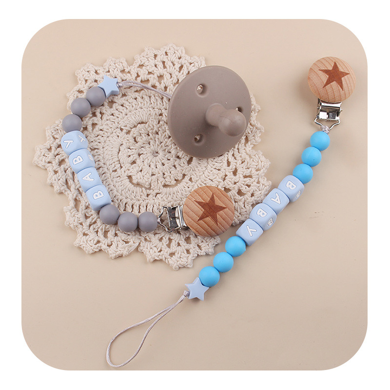 Productos para bebés creativos juguetes planetas de beech chupeta clips DIY nombre bebé silicona perlas chupeta cadena anti-caída cadena