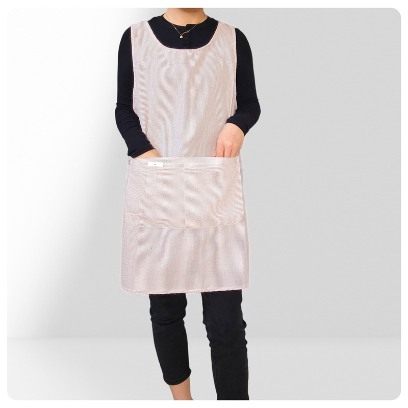 Striped Bubble Cotton Apron, Simple and Comfortable, Suitable for Baking and Barista Wear, Soft, Oil-Resistant, Adjustable