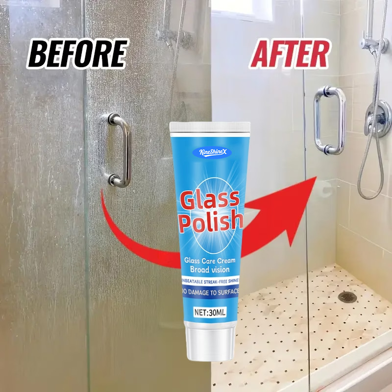 Kineshinex Glass Oil Film Polishing Paste Powerful Hard Water Spot Remover and Descaler for Shower Use