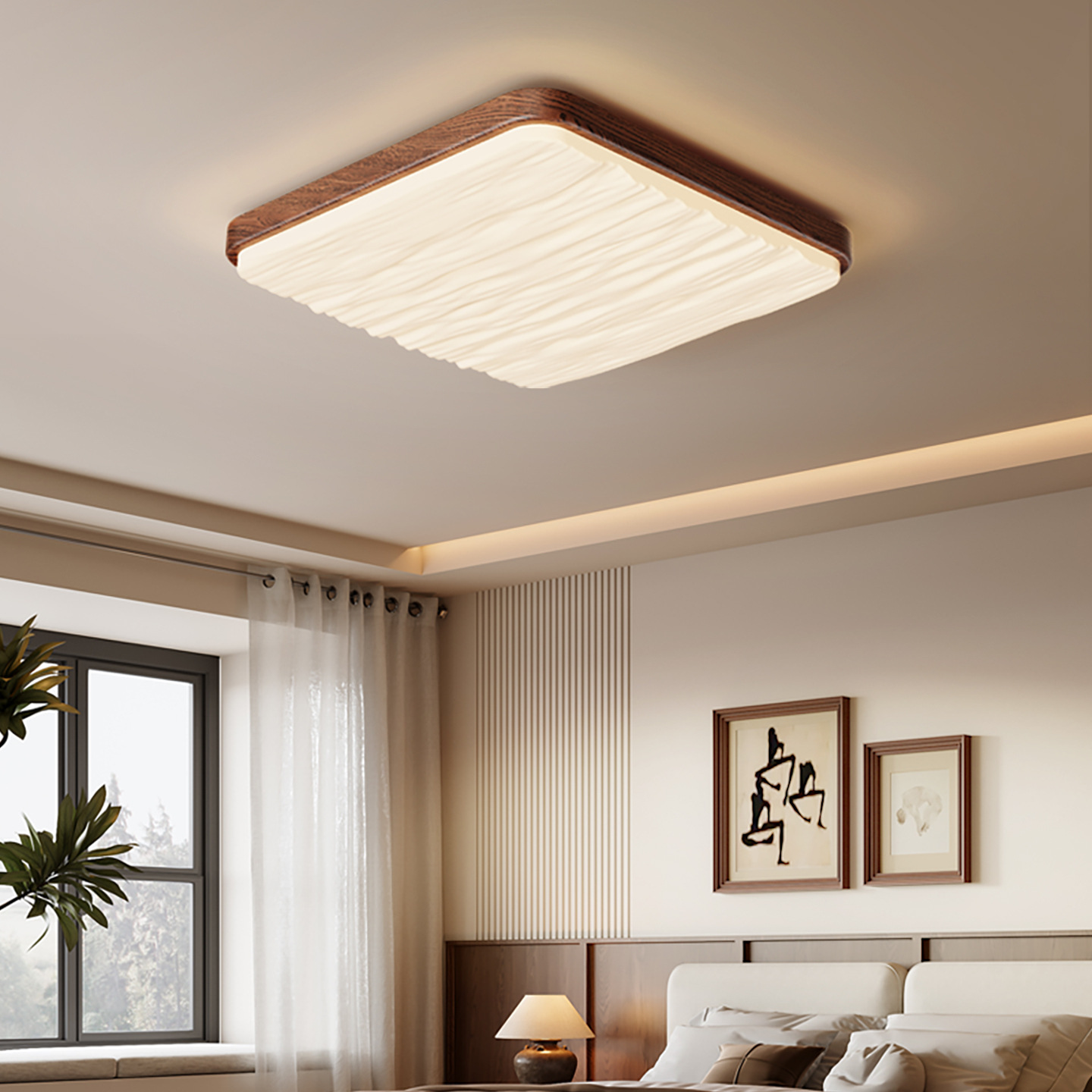 Luz de techo de la sala de estar de estilo medieval color nuez nueva protección de ojos dormitorio sala de luz principal paquete de lámparas L184