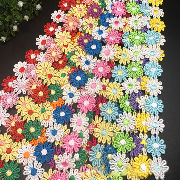 RY color encaje flores pequeñas accesorios hecho a mano bricolaje encaje correa lateral ropa cortina bordado tela material decoración