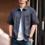 薄款美式短袖男士衬衣