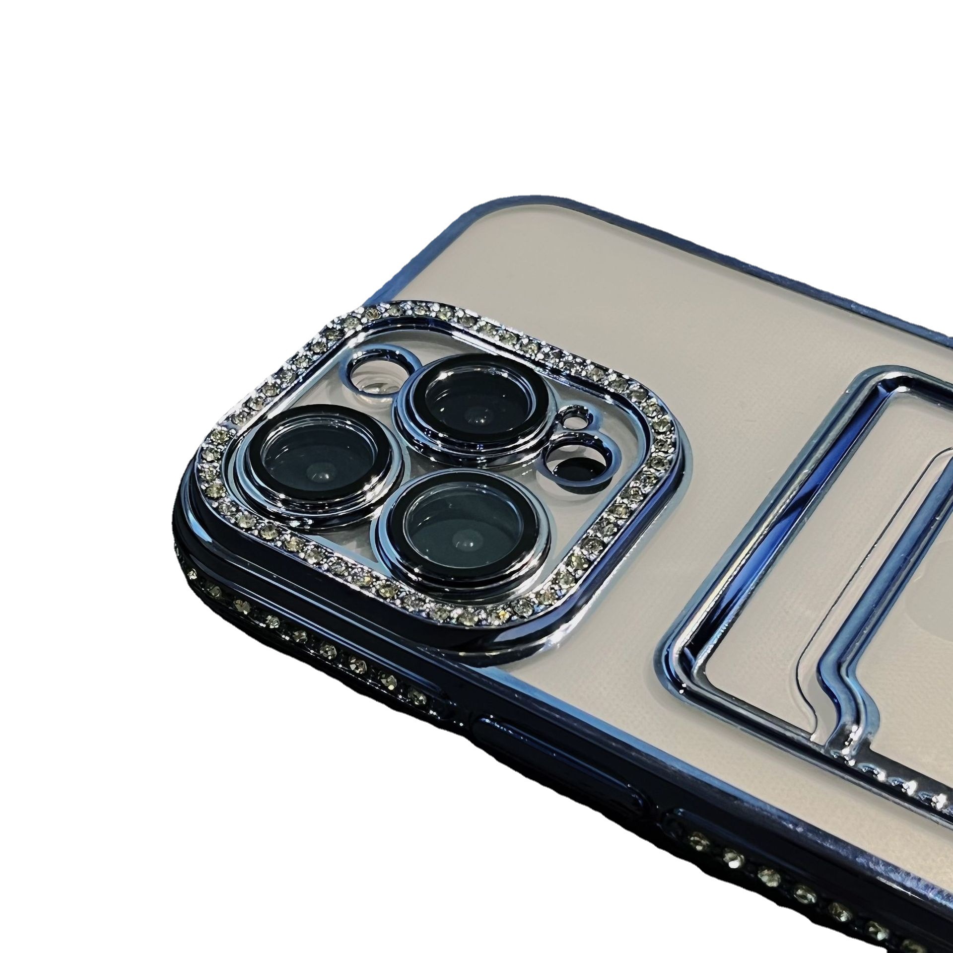 Suitable for iPhone 14 PROMAX Luxury Diamond Electroplated Bag Lens Film Phone Apple 13 Card Insert Soft Case_voghion.com