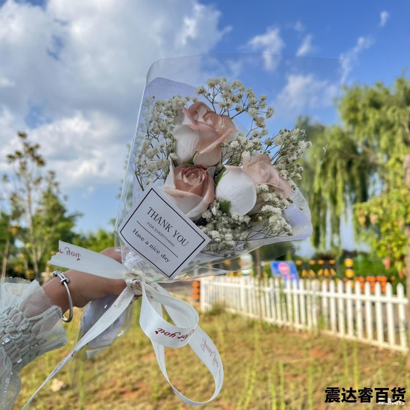 ins碎冰蓝玫瑰仿真香皂花永生花束送闺蜜肥皂花拍照生日礼物毕业