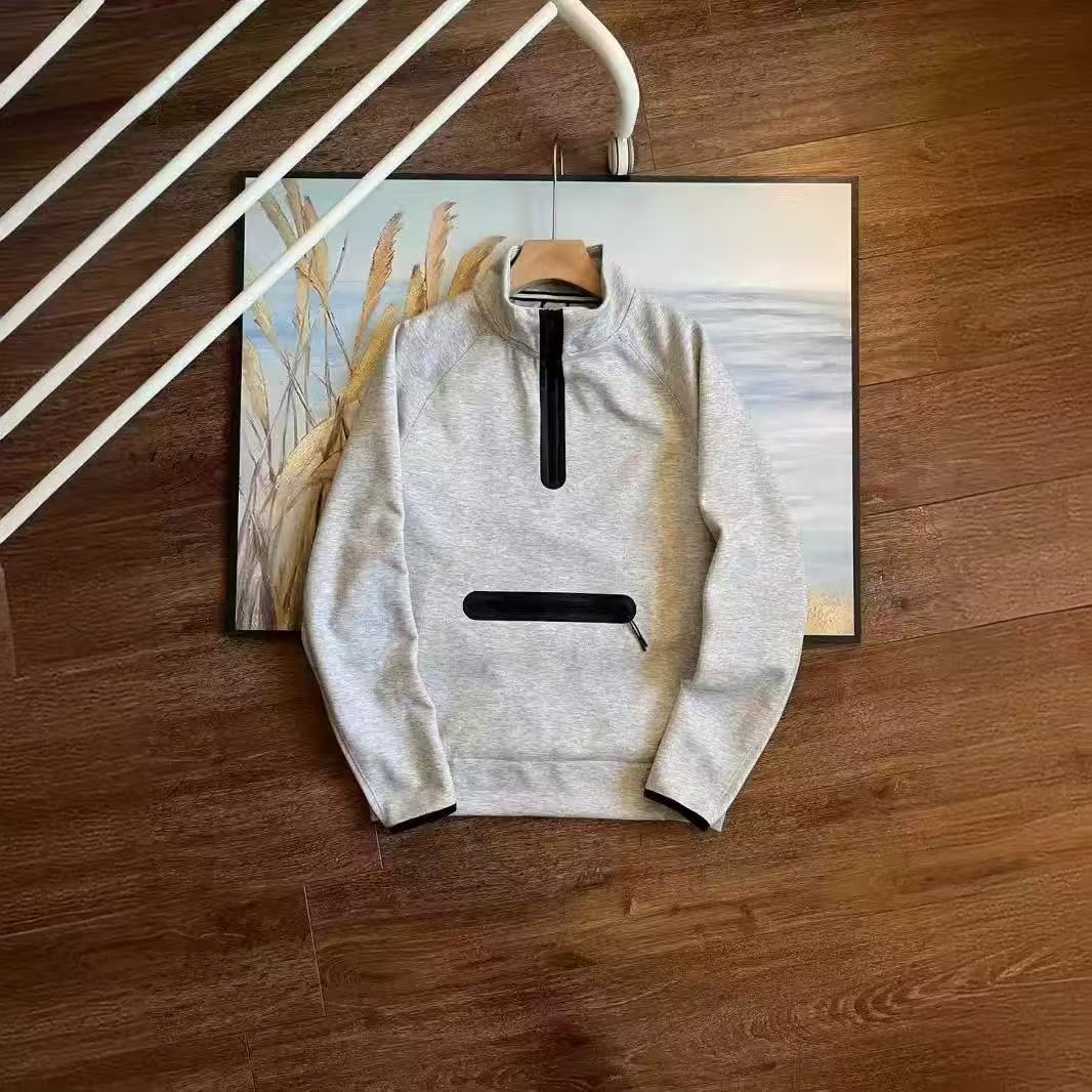 Men's Multi-colour Half-zip Pullover Sweatshirt With Stand Collar_voghion.com