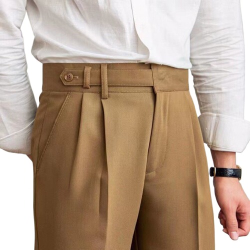 Youth Fashion Paris Button Business Suit Pants Naples Men High-End Trendy Versatile Straight Leg Nine-Foot Pants