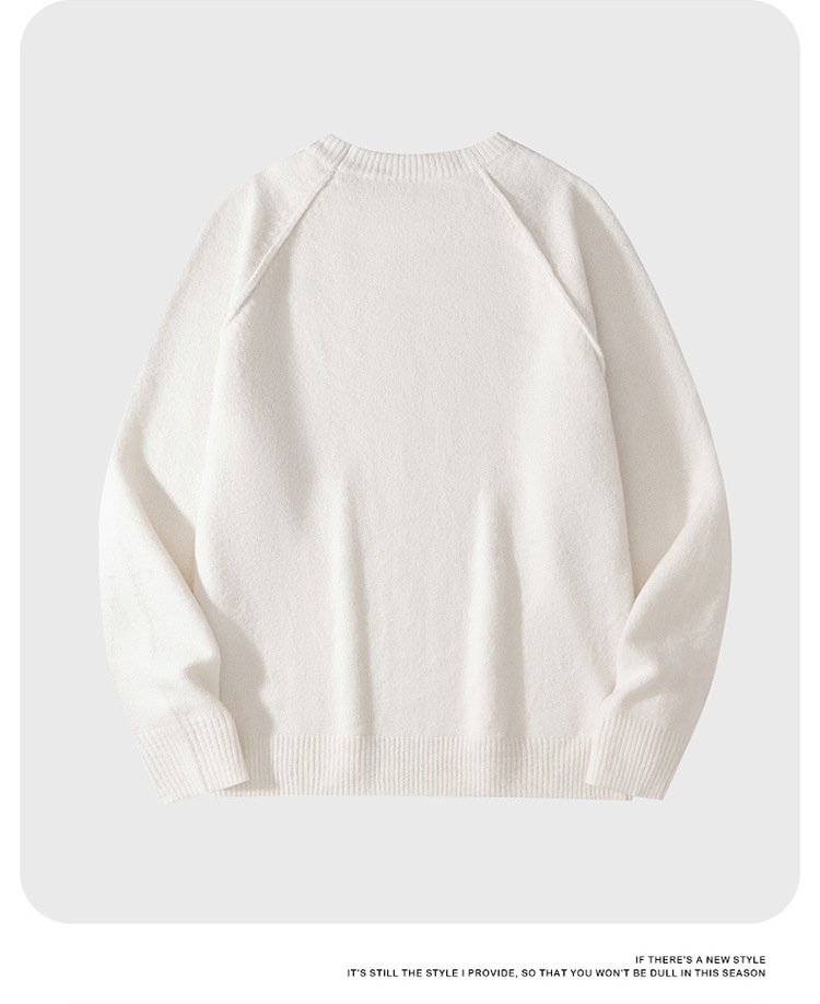 Pull en tricot minimaliste pour homme - Pull ras du cou à manches raglan pour un look décontracté et hivernal. Tendances mode_voghion.com