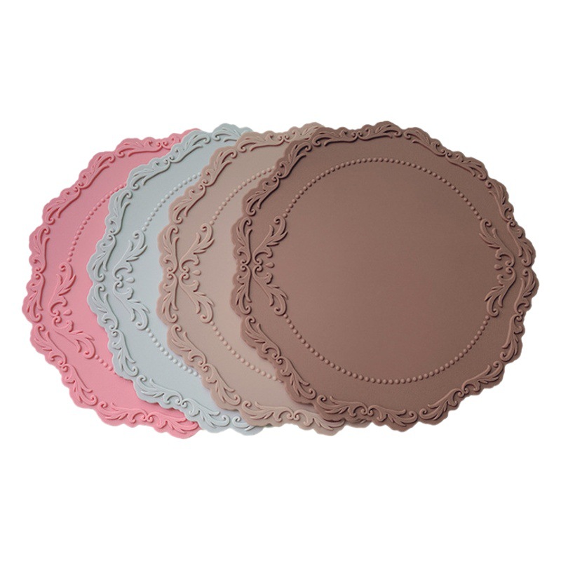 Estera de aislamiento resistente a altas temperaturas de silicona anti-escaldado estera de mesa hogar engrosada estera taza estera Tazón estera patrón en relieve mantel individual