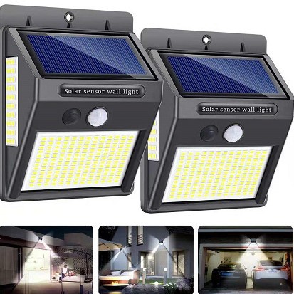 Al Aire Libre solar 216led iluminación recargable impermeable hogar Patio de tres lados pared exterior infrarrojo Cuerpo Humano inducción lámpara de pared