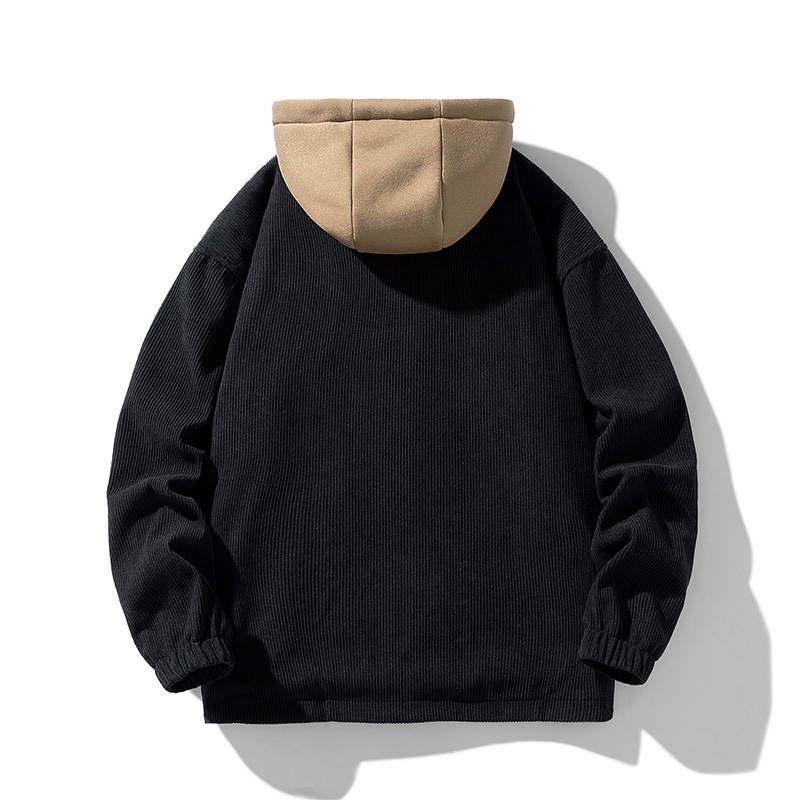 Marca de moda japonesa pareja chaqueta con capucha de pana Otoño e Invierno forro de lana engrosada Hombres estilo Hong Kong falso chaqueta de suéter de dos piezas