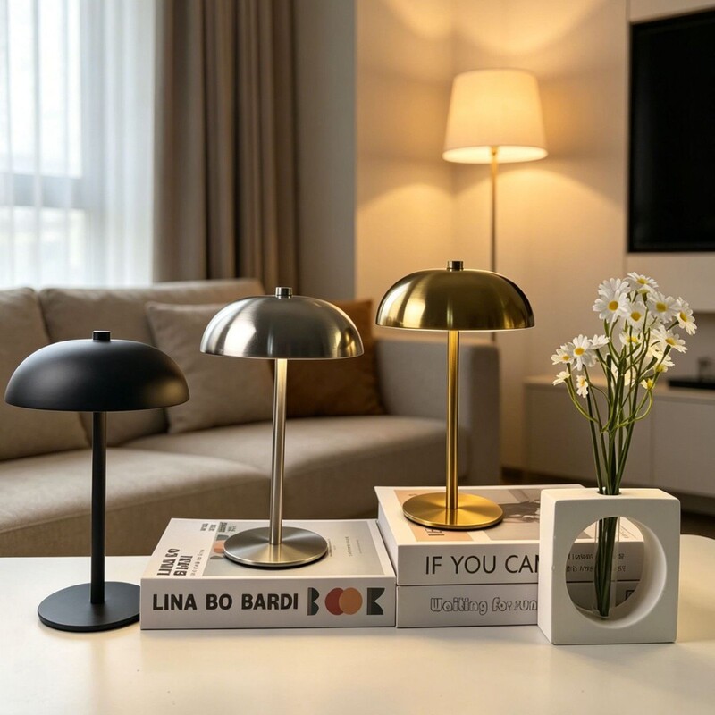 Simple and Creative Mushroom Table Lamp, USB Rechargeable Light, Dimmable, Suitable for Hotel, Bar, Bedroom, Bedside, Study, Ambiance Night Light