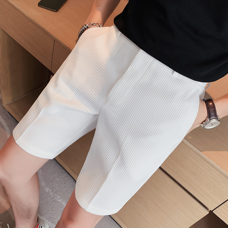 2023 Waffe Shorts Men's Summer New Arrival Five-point Pants Solid Color Thin Casual Pants White Fashionable Trendy Men