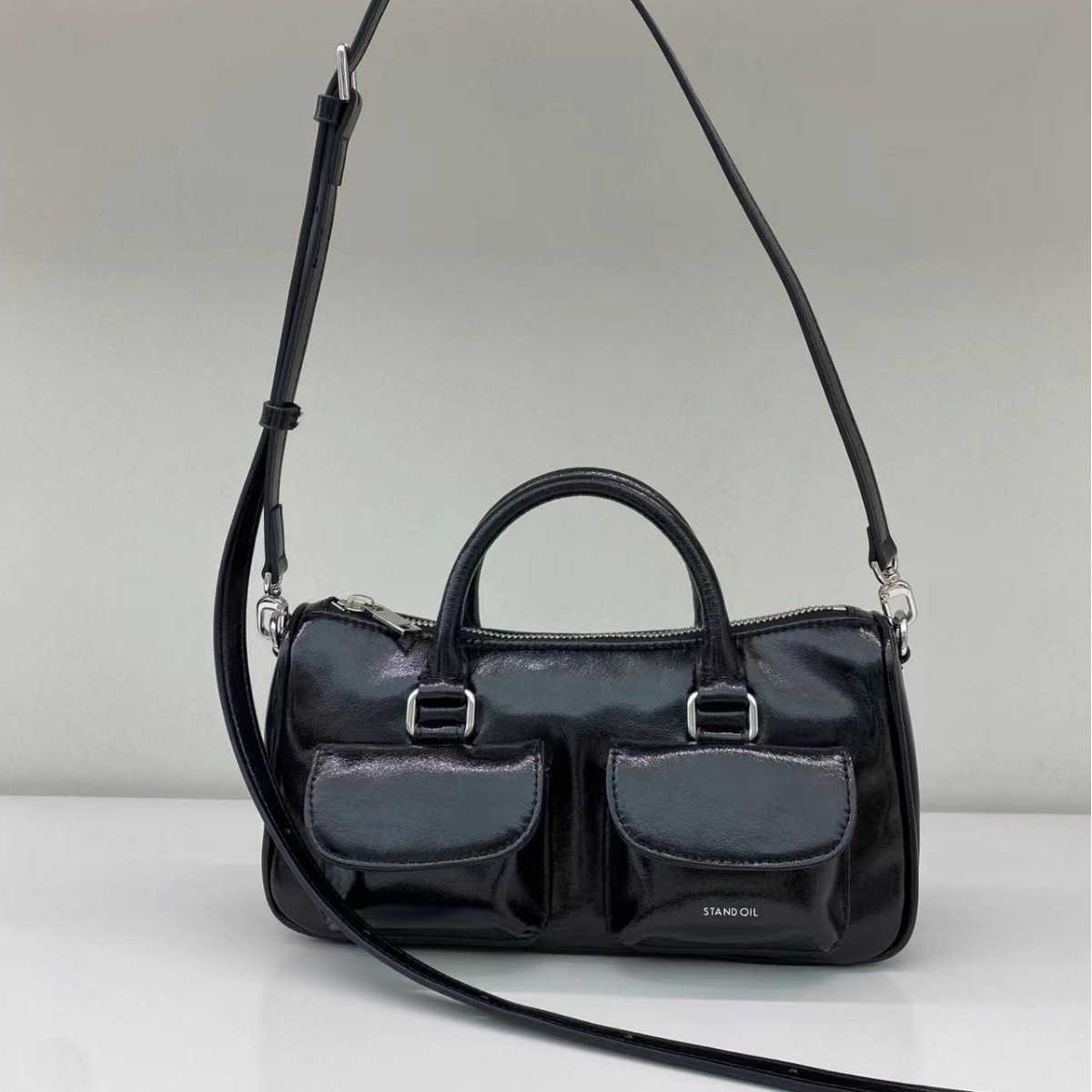 한국 스탠드 오일 스타 STANDOIL 짧은 손잡이 볼링 백 보스턴 크로스 바디 핸드백