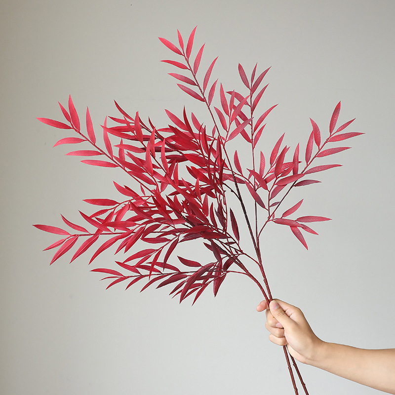 Autumn color simulation dry willow leaf single branch palm leaf eucalyptus green plant wedding landscaping decoration soft design floral art