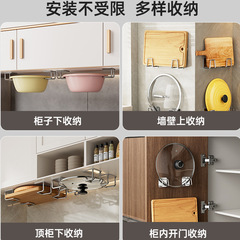 Stainless steel sponge rack, no punching, kitchen steel ball drain rack, wall-mounted washbasin storage hook, storage rack