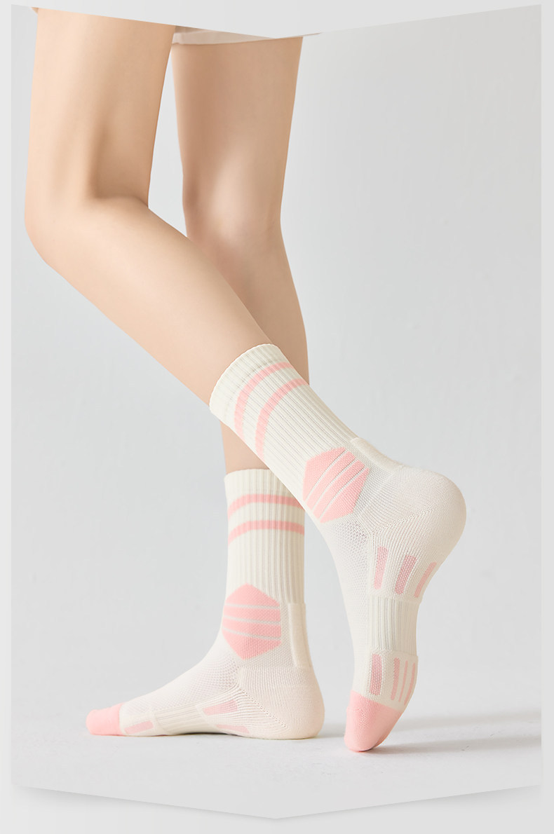 Women's Mid Calf Badminton Socks Thickened Terry Cloth Sole Professional Running Sports Socks For Spring Summer Fitness Basketball Jump Rope_desvips.com