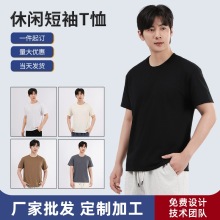 新品圆领短袖文化衫团体工作服 200g棉T恤工作服印字logo班服