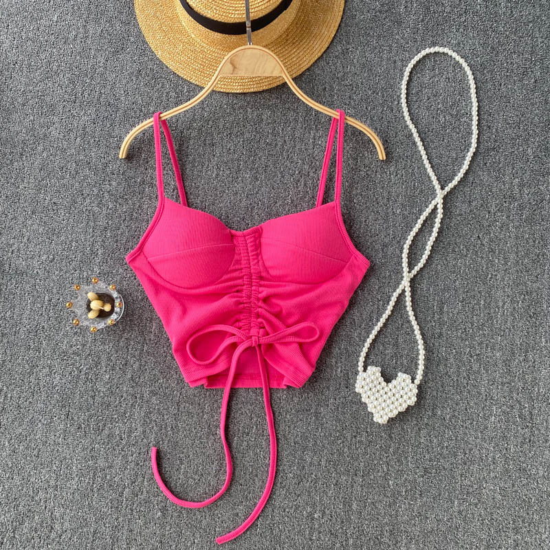 77g Weight Cotton, Rib Fabrics Fabric Type Short Top Length Vest Tops Type Holiday, Daily, Selfie Occasion Strap Neckline Slim Fit Type Solid Color Pattern Summer Season Women's Gender Casual, Elegant, Streetwear Style Wholesale Women's Casual Elegant Streetwear Solid Color Tank Tops 25