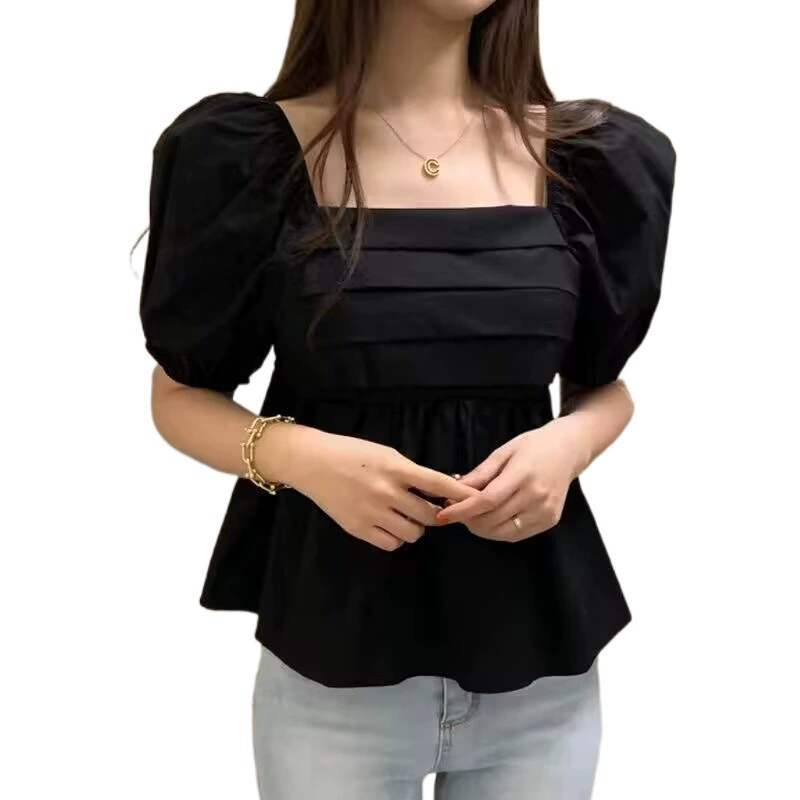 Летняя кукла, рубашка, (Physicals), Южная Корея, с коротким рукавом, квадратный вырез, открытые плечи, рукава- puff