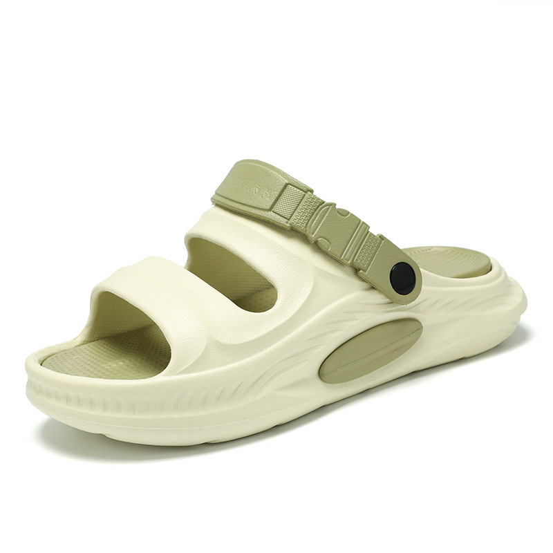 2025 nueva ropa exterior de verano antideslizante pisando heces sandalias y zapatillas de suela gruesa arrastrando al aire libre sandalias de playa de doble uso hombres