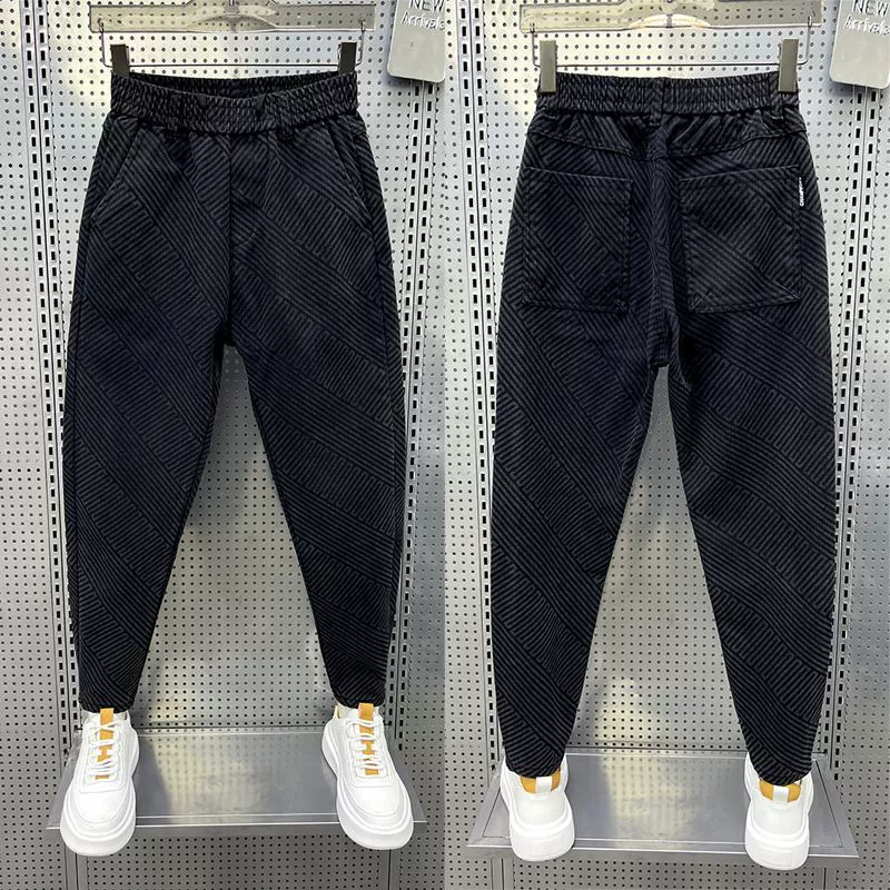 2024 весенние новые мужские 4D высокоэластичные жаккардовые джинсы, мужские прямые брюки, свободные повседневные мужские брюки для папы