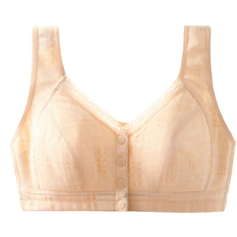 Ropa interior de la madre verano de las mujeres delgada hebilla frontal sujetador inalámbrico de mediana edad y ancianos mujeres más tamaño chaleco push up bra