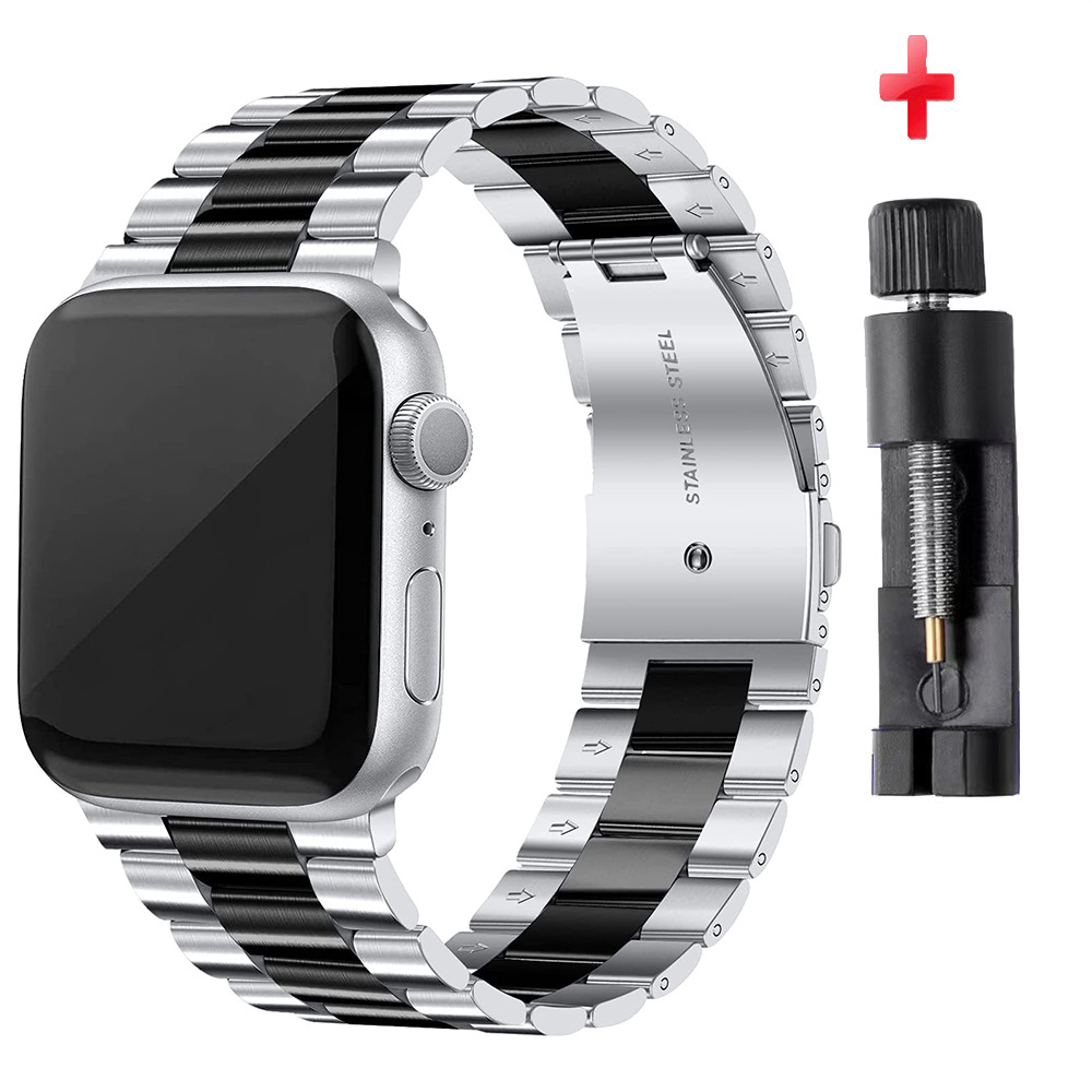 Aplicable a Apple Ultra 10 / 9 / 8 / 7 / 6 / 5 / 4 generación integral correa de acero inoxidable Apple cadena metálica