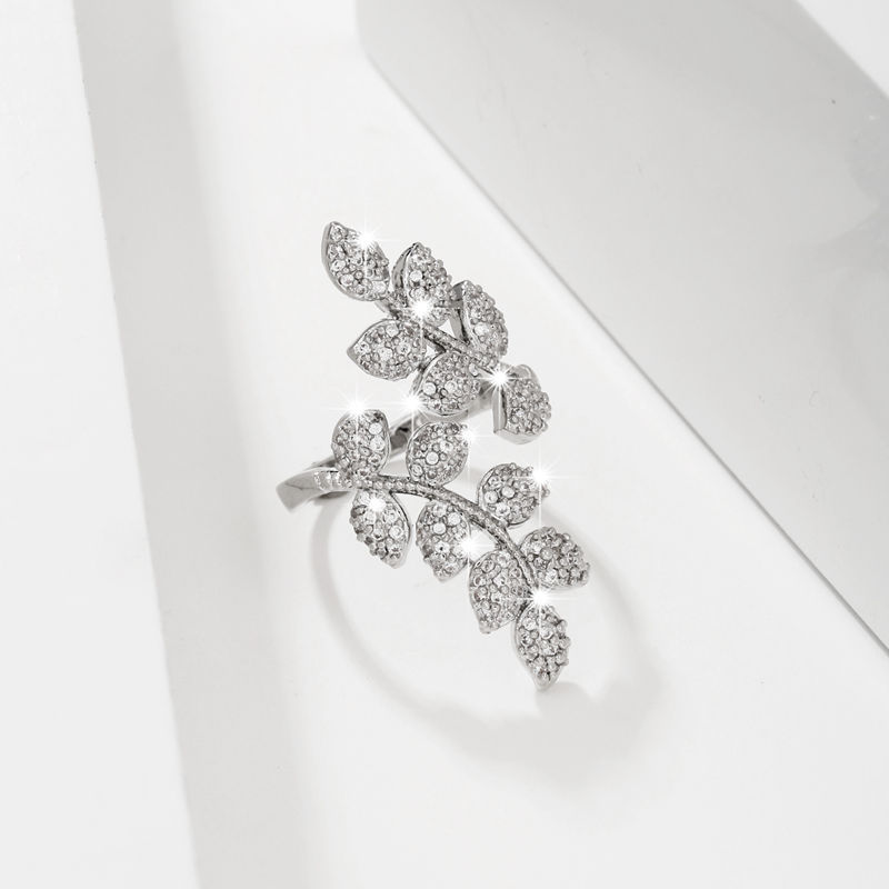 European And American Leaf Wheat Ear Ring Fashionable Lady Design Ring Inlay Adjustable Popular Handmade For Women_voghion.com