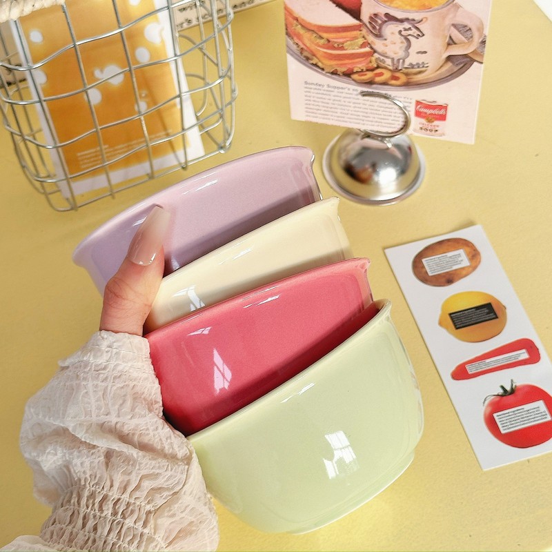Ins風がとてもきれいなボウル家庭用高颜値陶磁器ご飯ボウル個人専用食事ボウル洗練されたボウル|undefined