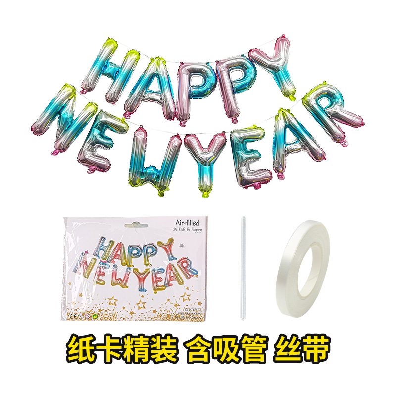 Feliz Año Nuevo carta globo 16 pulgadas happynewyear globo de película de aluminio Año Nuevo decoración de Año Nuevo globo