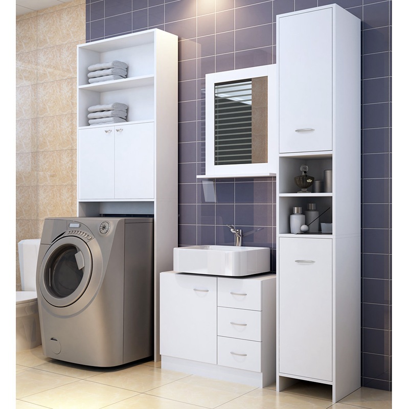 Gabinete de baño minimalista moderno Gabinete integrado alto gabinete de baño con el gabinete de almacenamiento del piso del cajón