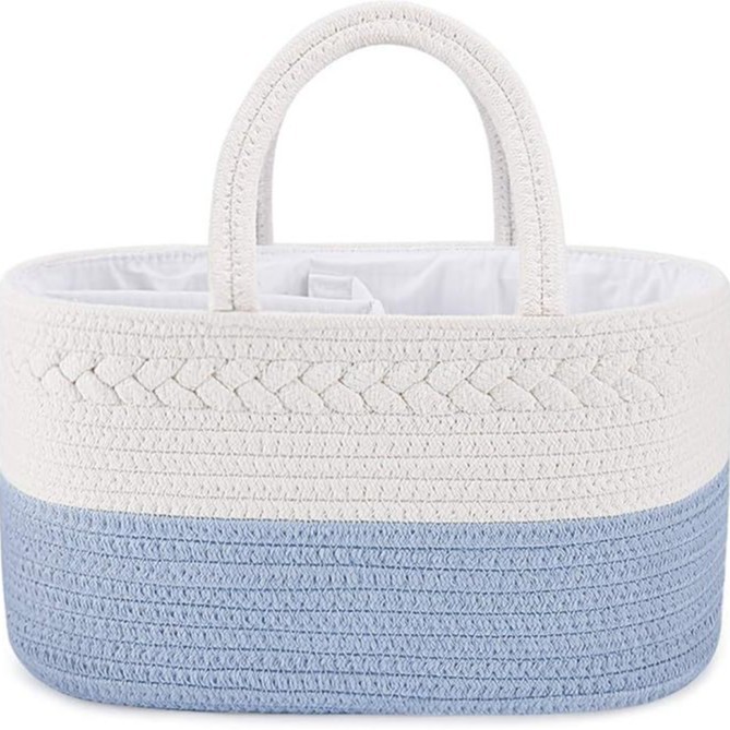 Bolsa de almacenamiento para pañales de maternidad e infancia de Amazon con divisores desmontables y cesta de almacenamiento de cuerda de algodón, exclusivamente para ventas transfronterizas.