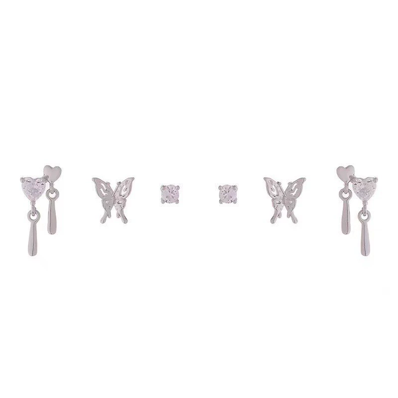 Set with zircon, small design earrings