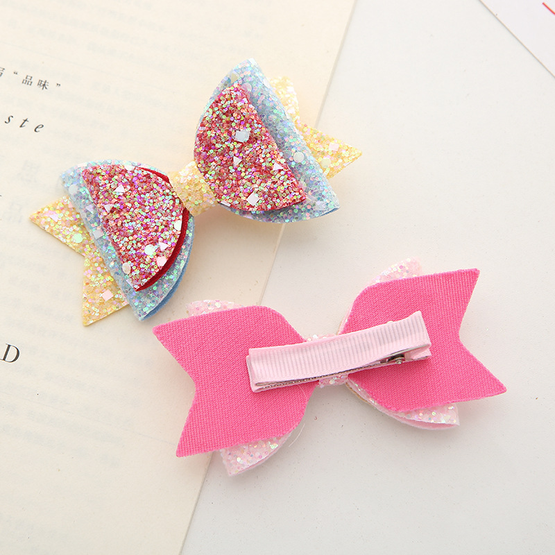 Sequins Inlay Material Princess Kid'S Knot Butterfly Bow Knot Glitter Sequins Sequins Hair Clip