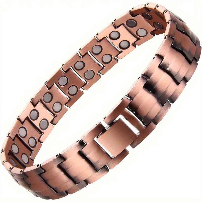 Cross-Border Hot-Selling Eco-Friendly Bronze-Colored Magnetic Lucky Bracelet Men's Jewelry Wholesale in Stock Suitable for Anniversary Celebrations